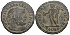 Constantius I Silvered Æ Nummus. Serdica, AD 305-306. 10.3Gr 27.3mm.
IMP C FL VAL CONSTANTIVS P F AVG, laureate head right / GENIO POPVLI ROMANI, Geni...