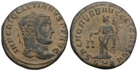 Roman Imperial Diocletian Æ Nummus. Rome, AD 303-305. 11.1Gr 28mm
IMP C DIOCLETIANVS P F AVG, laureate head right / SAC MON VRB AVGG [E]T CAESS NN, Mo...