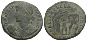 Constantius II (337-361), Nummus, Nicomedia, AD 348-351; AE 1GR 21mm
 D N CONSTAN - TIVS P F AVG, diademed, cuirassed and draped bustl., globe in r. h...