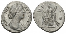Faustina Junior (AD 147-175/6). AR denarius . Rome, AD 170-175/6 3gr. 18mm
 FAVSTINA-AVGVSTA, draped bust of Faustina Junior right, seen from front, h...