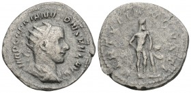 Roman Empire
Gordian augustus III 238 – 244
Antoninianus 241-243, AR 2.2g. 22.8mm Radiate, draped and cuirassed bust r. Rev. Heracles standing r. and ...