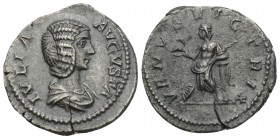Roman Imperial Julia Domna (wife of S. Severus) AR Denarius. Rome, circa AD 207-211. 3gr 19.4mm
IVLIA AVGVSTA, draped bust right / VENVS VICTRIX, Venu...