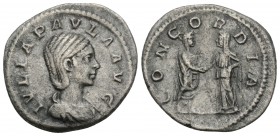 Julia Paula, Augusta, 219-220. Denarius (Silver, 20.3mm, 2.7gr Rome. 
IVLIA PAVLA AVG Draped bust of Julia Paula to right. Rev. CONCORDIA Julia Paula,...