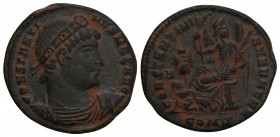 Roman Imperial Constantine I the Great AD 306-337. Constantinople Follis Æ 20.1 mm, 2.9 g 
CONSTANTINVS MAX AVG, diademed head right, looking upwards ...