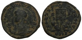 Constantine II, as Caesar, 316-337. Follis (Bronze, 20.1 mm, 2.9 g, ), Siscia, 320. 
CONSTANTINVS IVN NOB C Laureate, draped and cuirassed bust of Con...