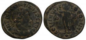 Roman Imperial Constantinus I the Great AD 306-337. Rome Follis Æ 20.5mm., 2.3g.
 IMP CONSTANTINVS PF AVG, laureate, draped and cuirassed bust right /...