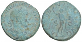 Gordianus III. AE Sestertius (238-244 AD). AE Sestertius Roma (Rome). 19.1GR 30.7MM
Obv. IMP GORDIANVS PIVS FEL AVG, laureate, draped and cuirassed bu...