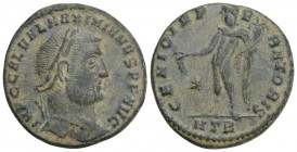Roman Imperial
Galerius Maximianus
Heraclea, 308-309 AD.Æ follis, 6.6gr 24.7mm
IMP C GAL VAL MAXIMIANVS P F AVG laureate head right / GENIO IMPERATORI...