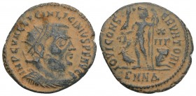 Licinius I. A.D. 308-324. AE follis. Nikomedia mint, Struck A.D. 321-324. 2.5GR 20.3MM
 IMP C VAL LICIN LICINIVS P F AVG, radiate, draped, and cuirass...