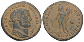 Roman Empire GALERİUS . Follis. 302-303 AD Antioch. 6.1gr. 24.4mm
A / Laureate bust on the right. IMP C GAL VAL MAXIMIANVS P F AVG. R / Genie shelf on...