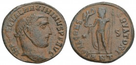Roman Imperial Maximinus II Æ Nummus. Antioch, AD 312. 5.2GR 21MM
IMP C GAL VAL MAXIMINVS P F AVG, laureate head right / IOVI CONSERVATORI, Jupiter st...