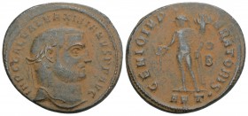 Roman Imperial Galerius AD 305-311. Antioch Follis Æ 26MM 6.4g. 
IMP C GAL VAL MAXIMIANVS P F AVG, laureate head right / GENIO IMPERATORIS, Genius sta...