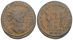 Roman Imperial Diocletian AD 284-305. Siscia Antoninianus Æ silvered 22.3mm., 3.5GR. 
IMP C C VAL DIOCLETIANVS P AVG, radiate, draped and cuirassed bu...