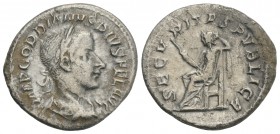 Roman Imperial
Gordian III, 238-244. Denarius Silver, 19.8 mm, 3.2 gr, Rome, Summer 241. IMP GORDIANVS PIVS FEL AVG Laureate, draped and cuirassed bus...