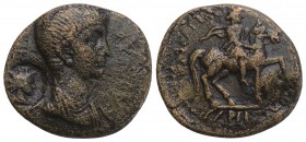 Roman Provincial Phrygia. Hierapolis . Nero AD 54-68. Bronze Æ 19.6mm., 3.6g. very fine, helios countermarked