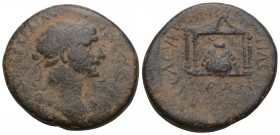 Roman Provincial Seleucis and Pieria. Seleuceia Pieria. Trajan. A.D. 98-117. AE. 12.2gr 26.5mm 
laureate head right. shrine, consisting of canopy supp...