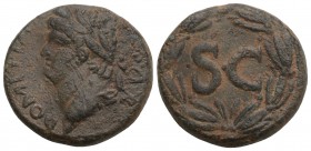 Roman Provincial Seleucis and Pieria. Antioch. Domitian AD 81-96. Bronze Æ 20 mm, 7.6 g 
[DO]MITIAN[VS CA]ESAR, laureate head right / SC within laurea...