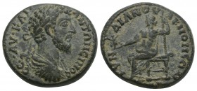 Roman Provincial Coins Marcus Aurelius Phrygia Acmonea Magistrate: Tyndianos (without title) AE.5.5 gr 19.5 Gr.
Obv. laureate-headed bust of Marcus Au...