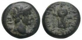 Roman Provincial Coins CARIA. Antioch. Time of Augustus to Tiberius (27 BC-37 AD). Ae. 2.5gr 13.2mm
Obv: CEBACTOC. Bare head (of Augustus or Tiberius)...
