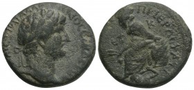 Roman Provincial Cilicia. Tarsos. Hadrian AD 117-138. Bronze Æ 25.8 mm., 10.9 g.
ΑΥΤΟ ΚΑΙ ΑΔΡΙΑΝΟY ϹΕΒ ΟΛVΝΔΙΟϹ (sic), laureate head of Hadrian, right...