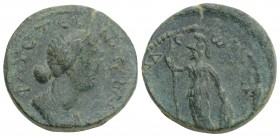 Roman Provincial LYCAONIA, Dalisandus. Faustina Junior. Augusta, AD 147-175. Æ 19.7mm, 5.1 g, 
 Draped bust right / Athena standing left, holding spea...