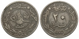 OTTOMAN EMPIRE. Muhammad V (1327-1336h) Nickel 20 para year 5 4gr 21.5mm