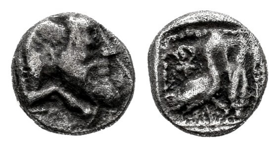 Cilicia. Mallos. Obol. 425-385 BC. (Sng Levante-139). Anv.: Forepart of man-head...