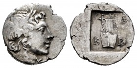 Lycia. Kragos. Hemidrachm. 41-18 BC. (Müseler-XI, 31). (Troxell-Lycian 84). Anv.: Laureate head of Apollo right, Λ-Y across lower fields. Rev.: Kithar...