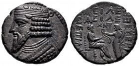 Kingdom of Parthia. Gotarzes II. Tetradrachm. 45-46 AD. Seleukeia on the Tigris. (Sellwood-65.10). (Shore-358). Anv.: Diademed and draped bust lef. Re...