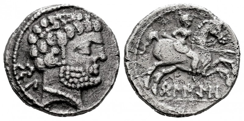 Belikio. Denarius. 120-20 BC. Belchite (Zaragoza). (Abh-242). (Acip-1431). Anv.:...