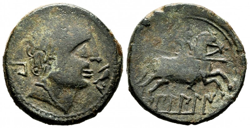 Bilbilis. Unit. 120-30 BC. Calatayud (Zaragoza). (Abh-258). (Acip-1573). Anv.: M...
