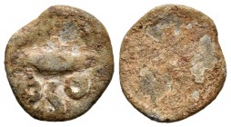 Osonuba. Cuadrante. 50 BC. Faro (Portugal). (Abh-no cita). Anv.: Tuna on the right, below legend OSO. Rev.: Without minting. Pb. 2,64 g. Scarce. VF. E...