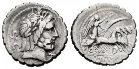 Antonia. C. Antius C.f. Restio. Denarius. 83-82 BC. Auxiliary mint of Rome. (Ffc-156). (Craw-364/1d). (Cal-139). Anv.: Laureate head of Jupiter right,...