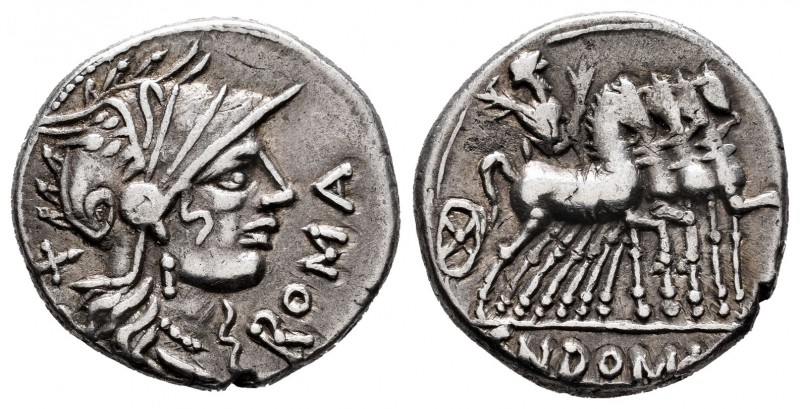 Domitius. Cnaeus Domitius Ahenobarbus. Denarius. 116-115 BC.. Norte de Italia. (...