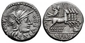 Fabius. Quintus Fabius Labeo. Denarius. 124 BC. Norte de Italia. (Ffc-697). (Craw-273/1). (Cal-571). Anv.: Head ot Roma right, LABEO., before, X under...