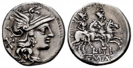 Itia. L. Itius. Denarius. 145 BC. Rome. (Ffc-759). (Craw-209/1). (Cal-627). Anv.: Head of Roma right, X behind. Rev.: The Dioscuri right, stars above....