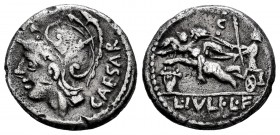 Julius. L. Julius L.f. Caesar. Denarius. 103 BC. Rome. (Ffc-764). (Craw-no cita). (Cal-631). Anv.: Head of Mars left, CAESAR behind, letter or letter ...