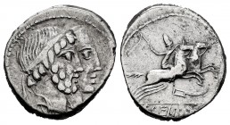 Marcius. Caius Marcius Censorinus. Denarius. 88 BC. (Ffc-856). (Craw-346/lf). (Cal-939). Anv.: Diademed and jugate heads of Numa Pompilius and Ancus M...