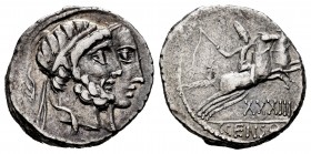 Marcius. Caius Marcius Censorinus. Denarius. 88 BC. (Ffc-858). (Craw-346/1b). (Cal-942). Anv.: Diademed and jugate heads of Numa Pompilius and Ancus M...