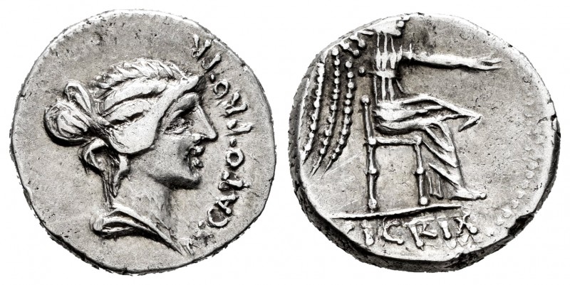 Porcius. M. Porcius Cato. Denarius. 47-46 BC. Africa. (Ffc-1060). (Craw-462/1c)....