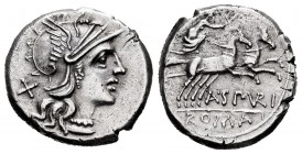 Spurilius. A. Spurilius. Denarius. 139 BC. Rome. (Ffc-1131). (Craw-230/1). (Cal-1286). Anv.: Head of Roma right, X behind. Rev.: Diana in biga right, ...