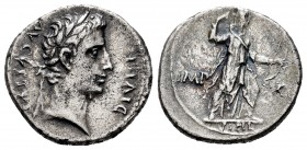 Augustus. Denarius. 11-10 BC. Lugdunum. (Ffc-130). (Ric-197a). (Cal-848). Anv.: AVGVSTVS DIVI. F. laureate head of Augustus right. Rev.: IMP. - XI(I) ...
