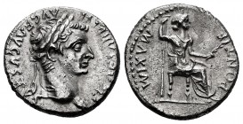 Tiberius. Denarius. 36-37 AD. Lugdunum. (Ric-30). (Bmcre-48). (Rsc-16a). Anv.: TI CAESAR DIVI AVG F AVGVSTVS, laureate head right. Rev.: PONTIF MAXIM,...