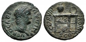 Nero. Half unit. 64 AD. Rome. (Ric-233). (Bmcre-261). Anv.: NERO CAES AVG IMP, laureate head right . Rev.: CER QVINQ ROM CO, table bearing urn and wre...