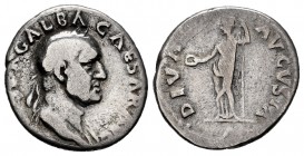 Galba. Denarius. 68-69 AD. Rome. (Ric-186). (Bmcre-8-9). (Rsc-55). Anv.: IMP SER GALBA CAESAR AVG, laureate head right. Rev.: DIVA AVGVSTA, Livia stan...