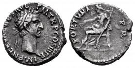 Nerva. Denarius. 97 AD. Rome. (Spink-3026). (Ric-17). (Seaby-79). Rev.: FORTVNA P R. Fortuna enthroned left, holding grain ears and cradling sceptre. ...