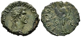 Nerva. Dupondius. 97 AD. Rome. (Ric-61). (Ch-62). Rev.: FORTVNA [AVGVST], Fortuna standing left, holding rudder and cornucopiae; S-C across fields. Ae...