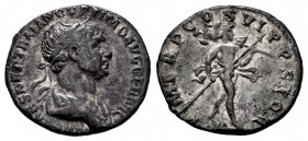 Trajan. Denarius. 116-117 AD. Rome. (Ric-337). (Rsc-270). Anv.: IMP CAES NER TRAIANO OPTIMO AVG GER DAC, laureate and draped bust right. Rev.: P M TR ...