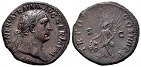 Trajan. Unit. 98-117 AD. Rome. (Ric-434/5). (Woytek-113b). Anv.: IMP CAES NERVA TRAIAN AVG GERM P M. Laureate bust right, with slight drapery. Rev.: T...