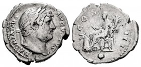 Hadrian. Denarius. 126-127 AD. Rome. (Ric-855). (Rsc-379a). Anv.: HADRIANVS AVGVSTVS, laureate head right. Rev.: COS III, Abundantia seated left, hold...